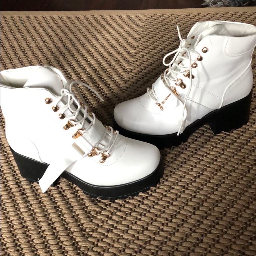 White combat boots